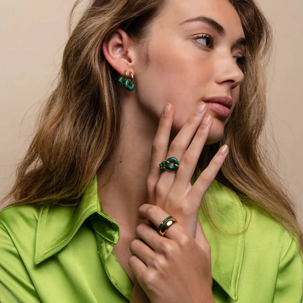 Ti Sento Malachite Green Drop Hoop Earrings