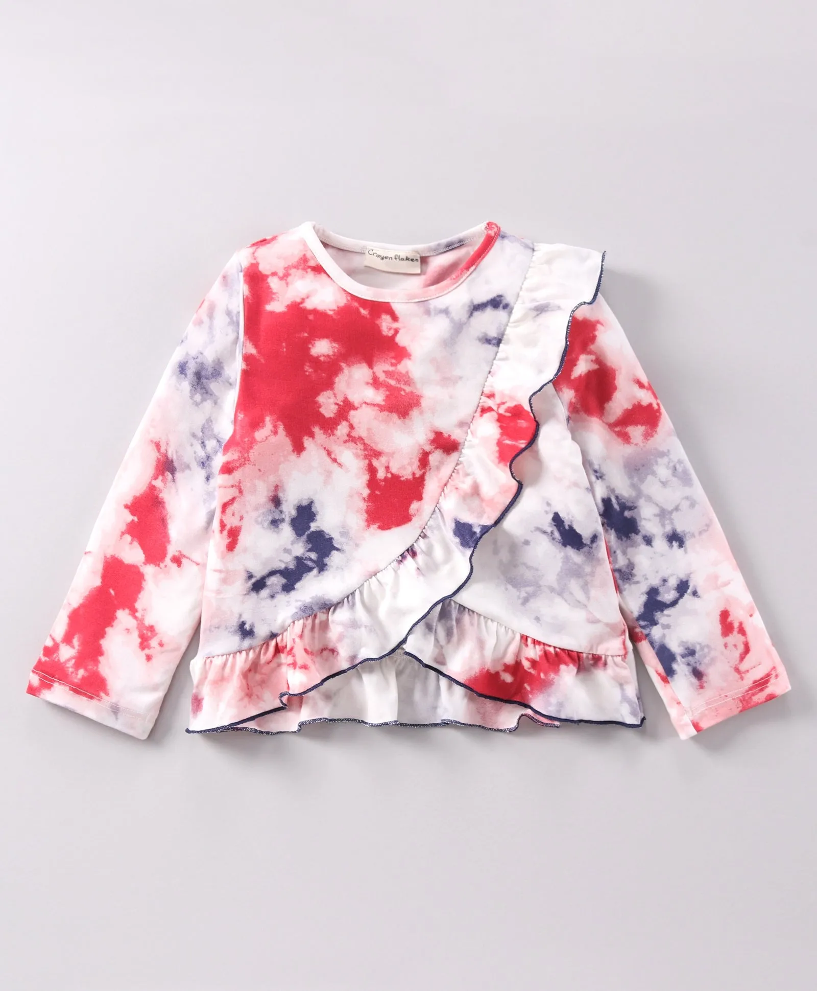 Tie and Dye Frill Top and Bootcut Pants Set