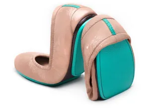 TIEKS BLUSH FOLDED ITALIAN LEATHER BALLET FLATS