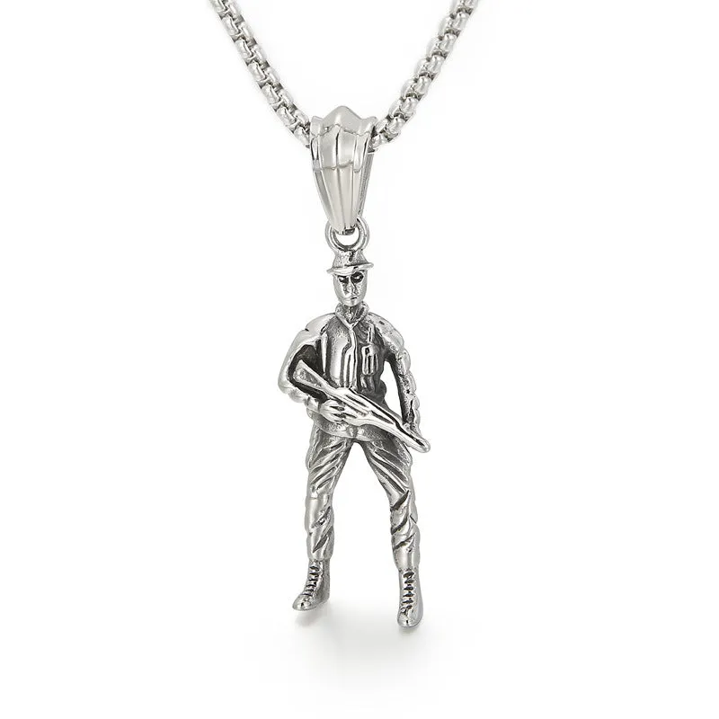 Titanium Steel Soldier Basketball Pendant for Men - Vintage Style Statement Piece