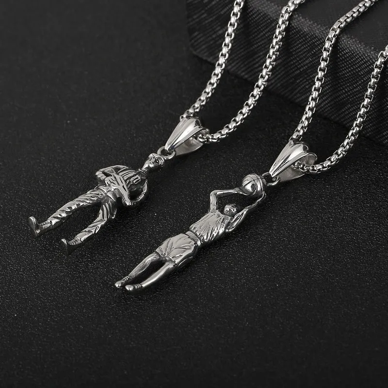 Titanium Steel Soldier Basketball Pendant for Men - Vintage Style Statement Piece