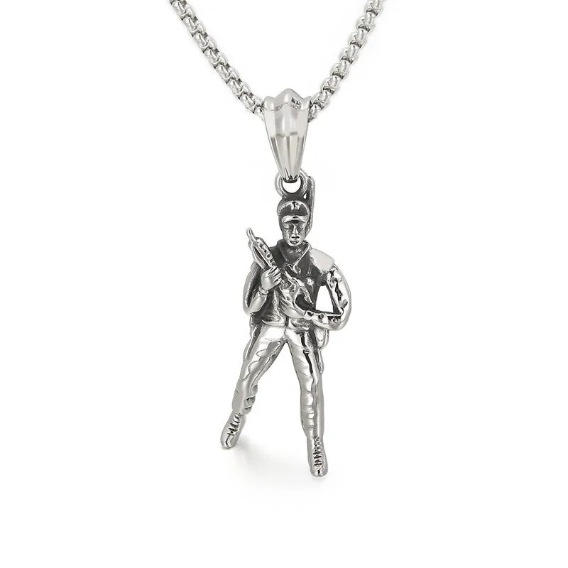 Titanium Steel Soldier Basketball Pendant for Men - Vintage Style Statement Piece