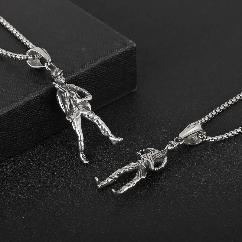 Titanium Steel Soldier Basketball Pendant for Men - Vintage Style Statement Piece