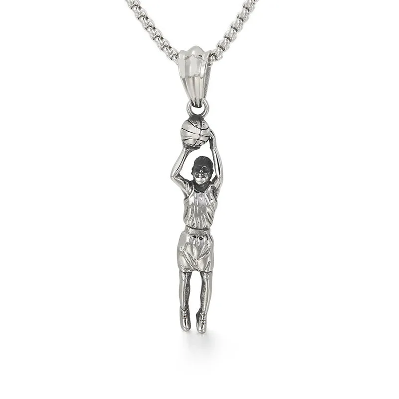 Titanium Steel Soldier Basketball Pendant for Men - Vintage Style Statement Piece