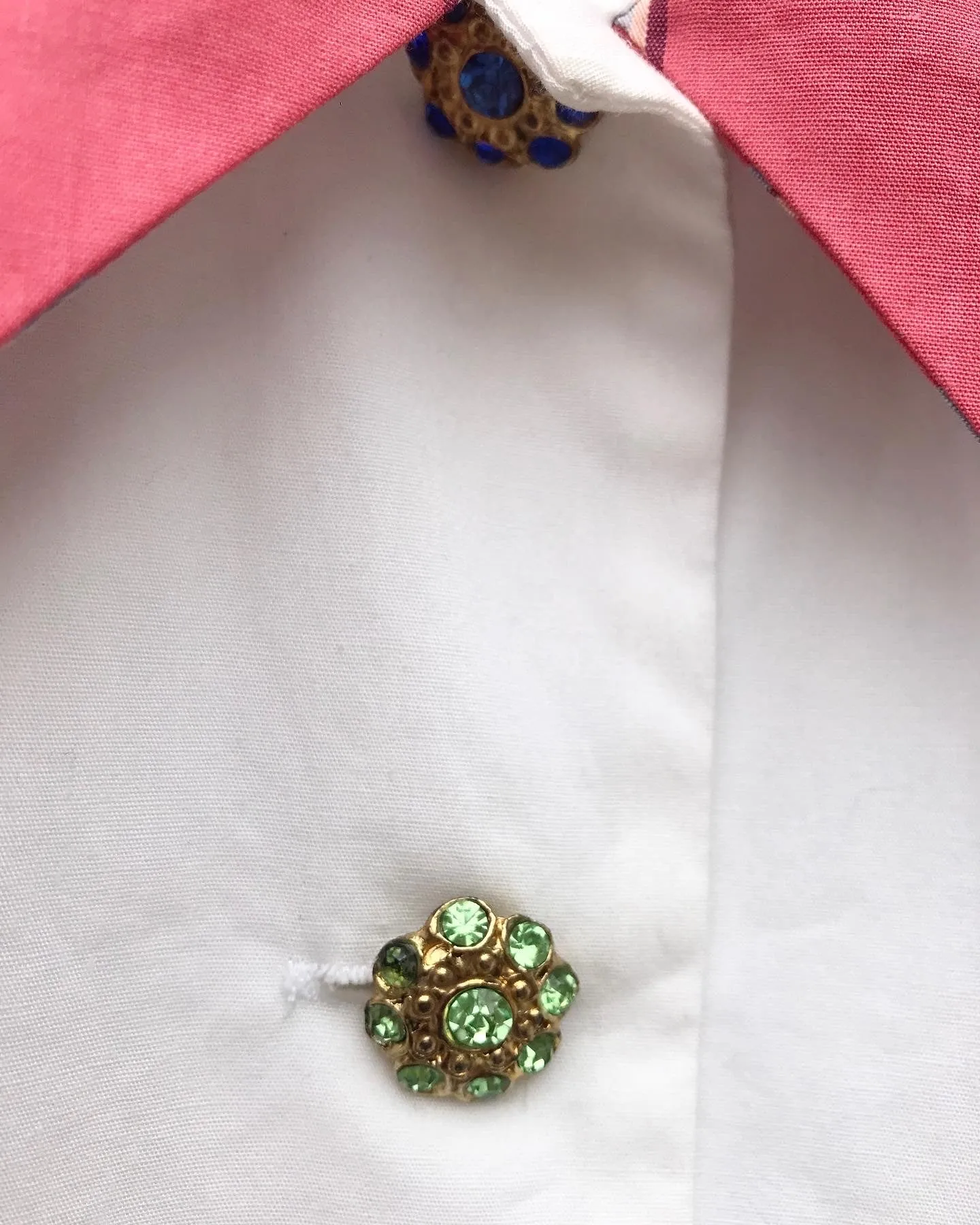 TODD OLDHAM Vintage Jewel Embellished Short Sleeve Tie Front Shirt
