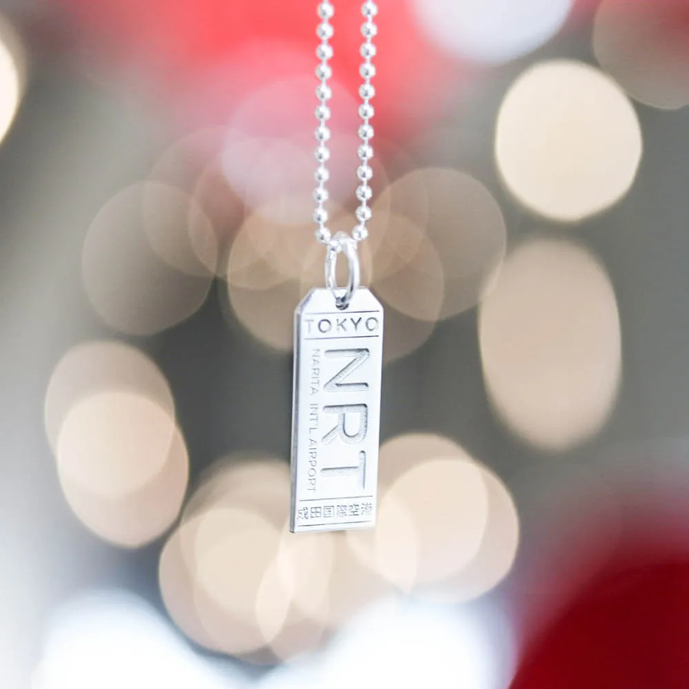 Tokyo Japan NRT Luggage Tag Charm Silver