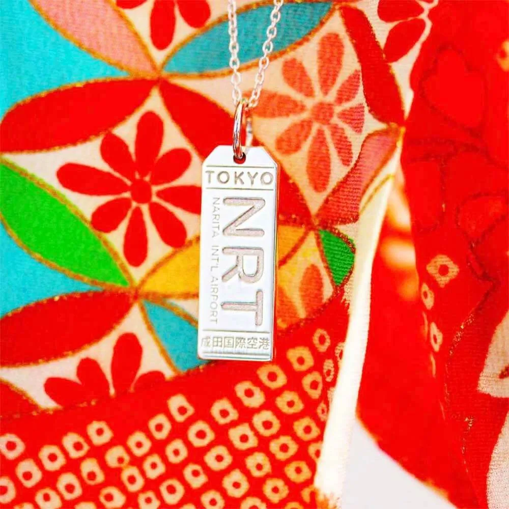 Tokyo Japan NRT Luggage Tag Charm Silver
