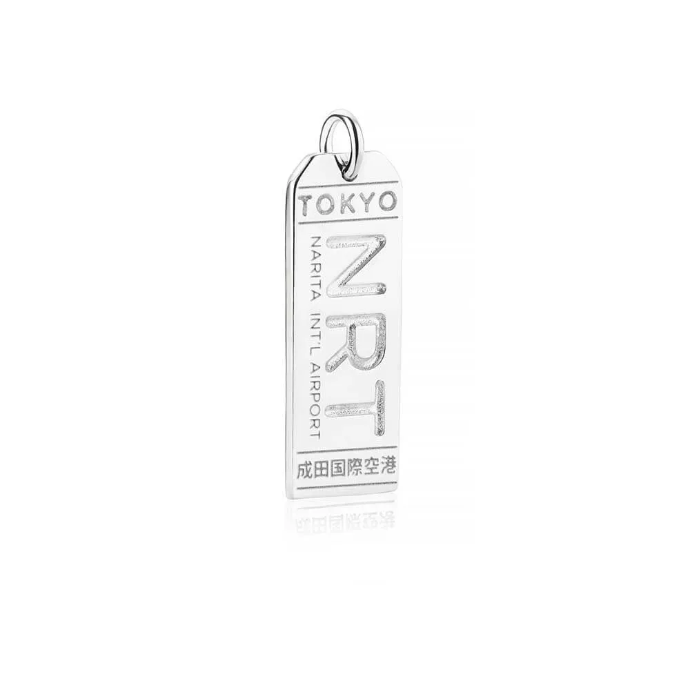 Tokyo Japan NRT Luggage Tag Charm Silver