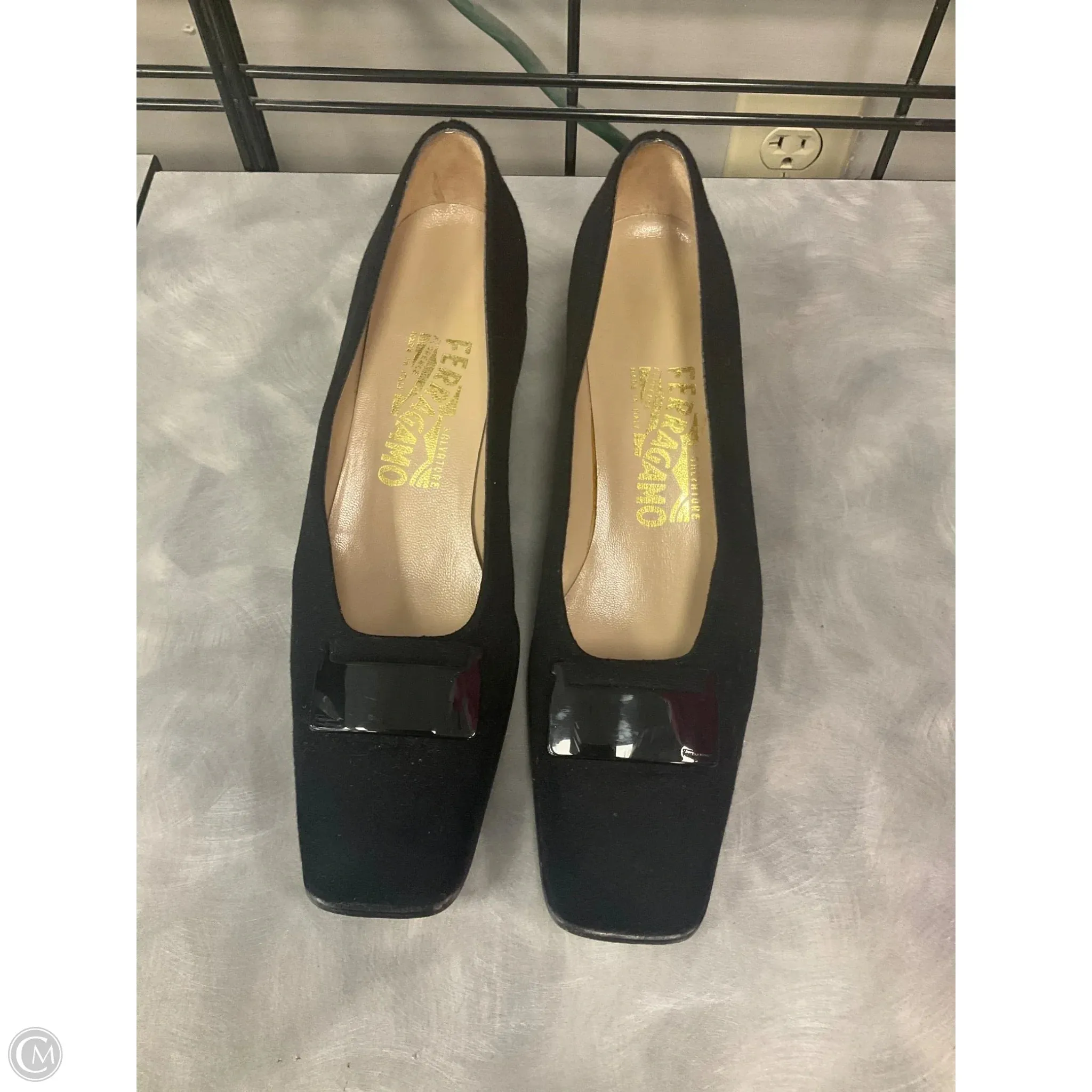 Lace Up Shoes Designer By Ferragamo In Black, Size: 7.5