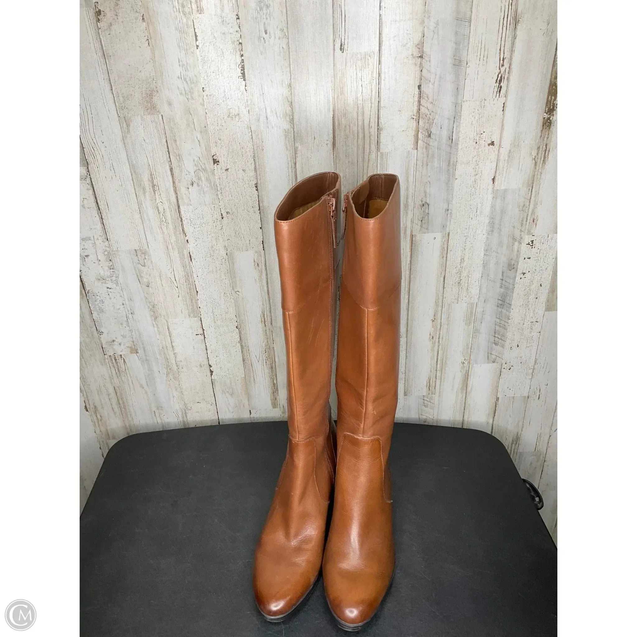 Resistant to wear Boots Knee Heels By Naturalizer In Brown, Size: 9