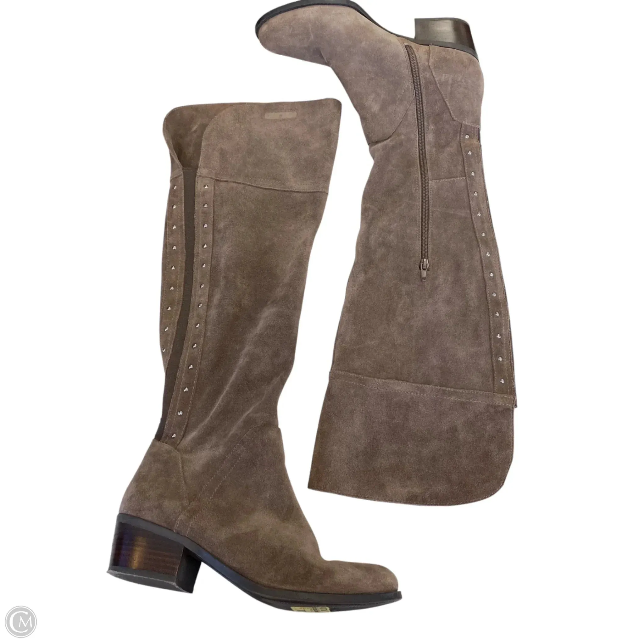 Durable Sole Well-fitted Boots Knee Heels By Vince Camuto In Taupe, Size: 9