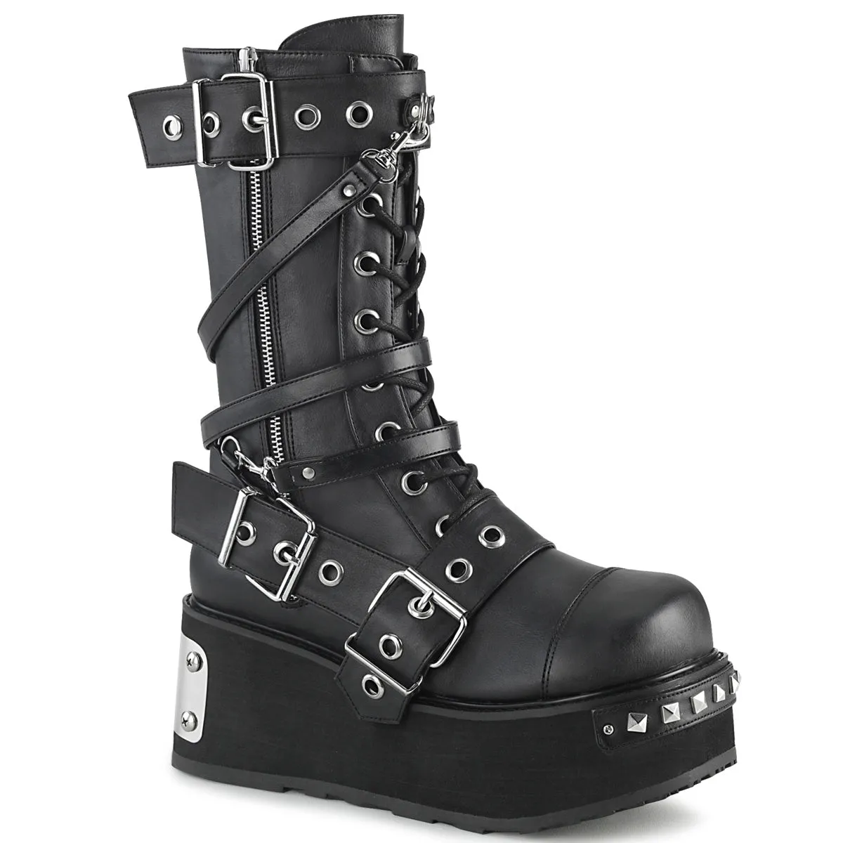 TRASHVILLE-250 DemoniaCult Black Vegan Leather Sexy Unisex Platform Shoes & Boots (Alternative Footwear)