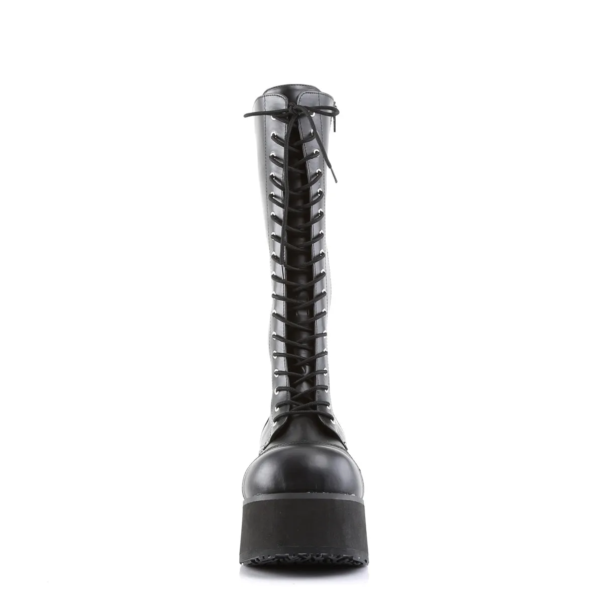 TRASHVILLE-502 DemoniaCult Black Vegan Leather Sexy Unisex Platform Boots (Alternative Footwear)