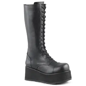 TRASHVILLE-502 DemoniaCult Black Vegan Leather Sexy Unisex Platform Boots (Alternative Footwear)