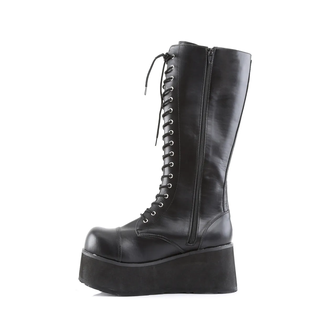 TRASHVILLE-502 DemoniaCult Black Vegan Leather Sexy Unisex Platform Boots (Alternative Footwear)