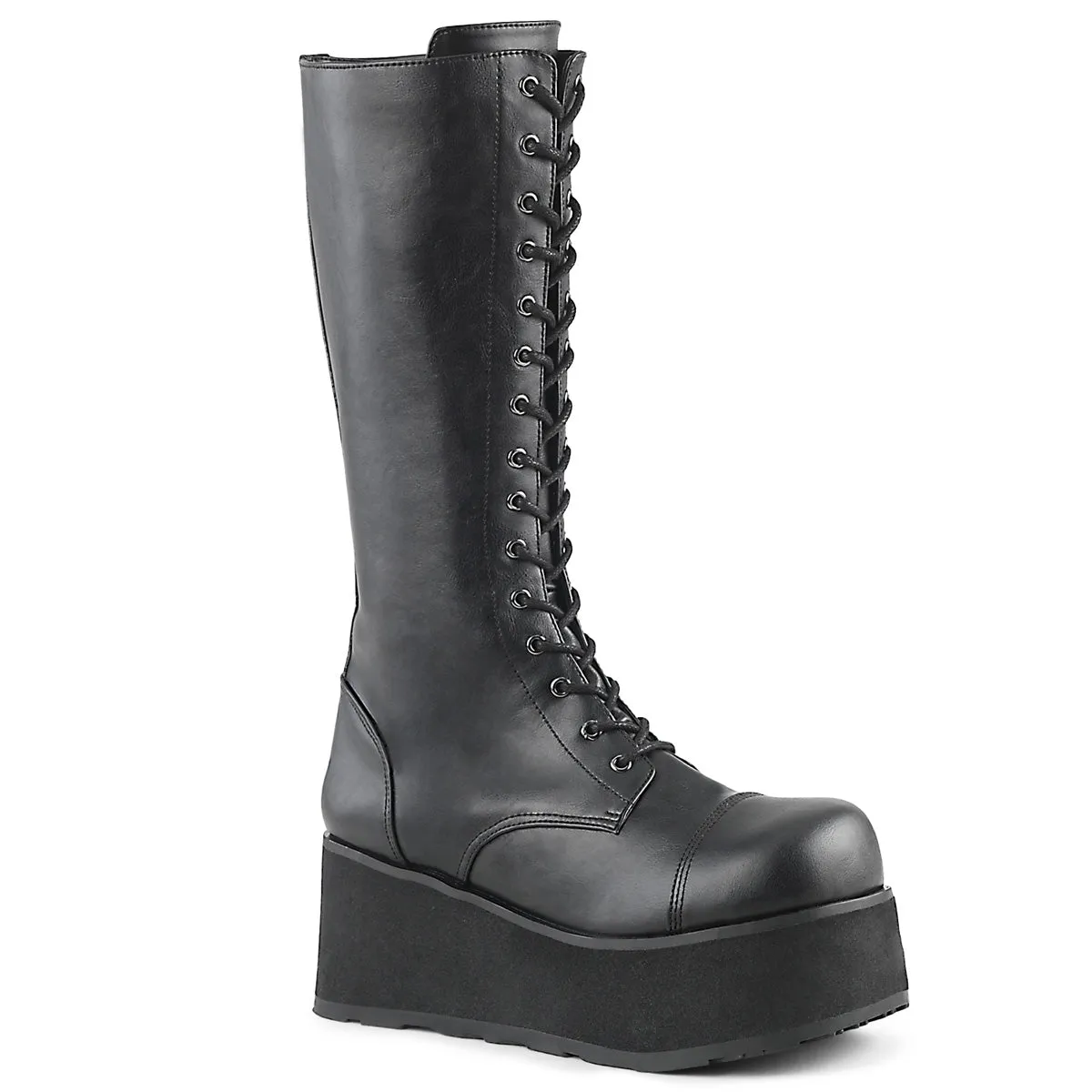 TRASHVILLE-502 DemoniaCult Black Vegan Leather Sexy Unisex Platform Boots (Alternative Footwear)