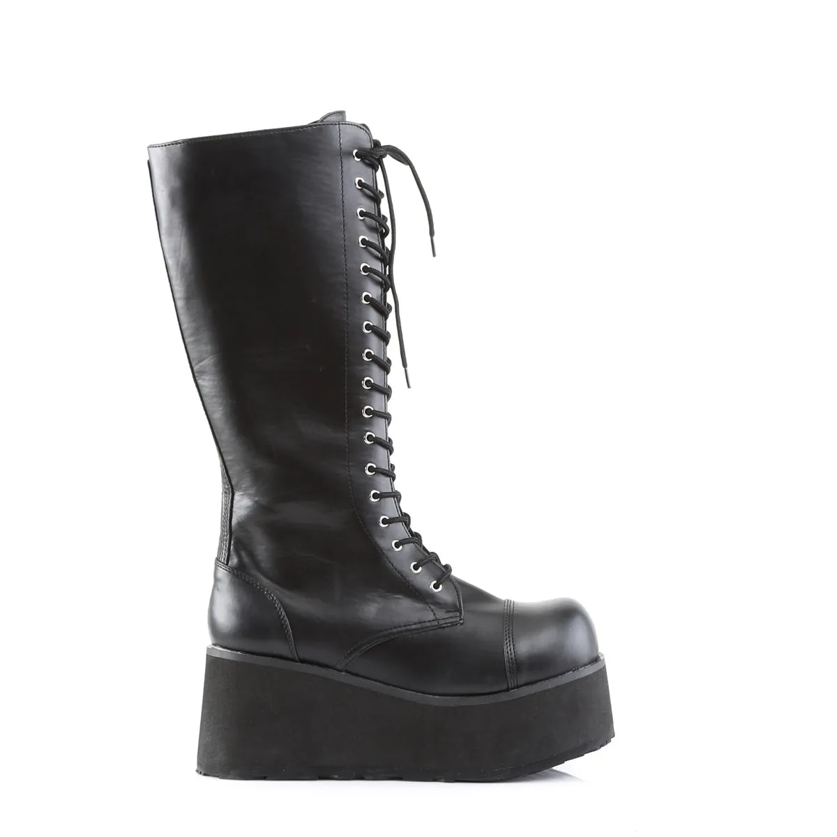 TRASHVILLE-502 DemoniaCult Black Vegan Leather Sexy Unisex Platform Boots (Alternative Footwear)
