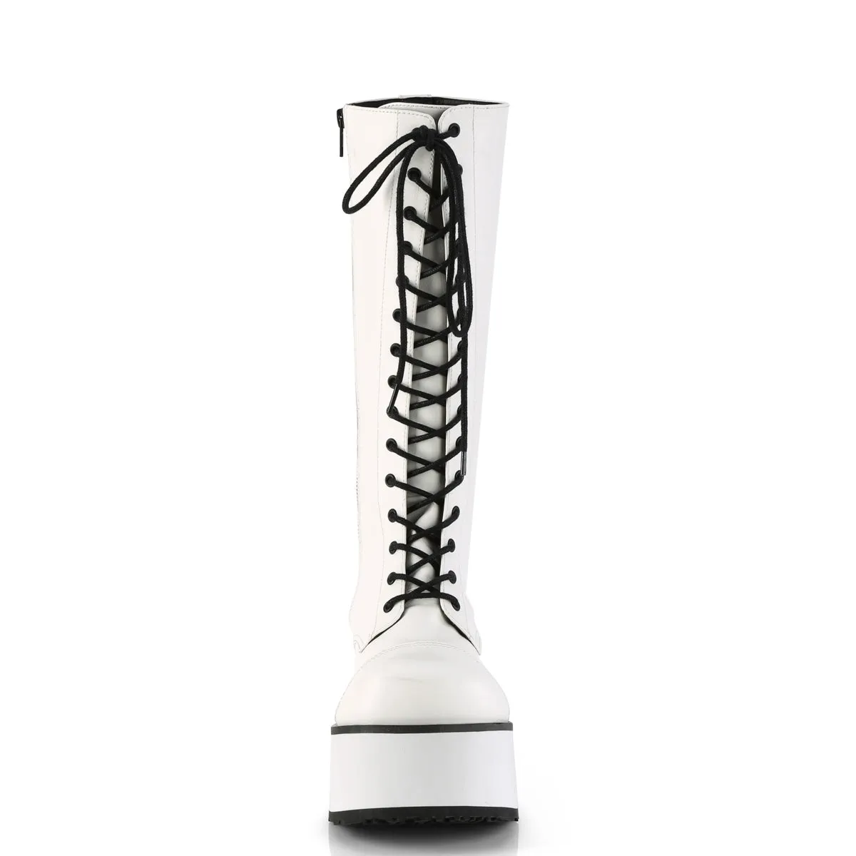 TRASHVILLE-502 DemoniaCult White Vegan Leather Sexy Unisex Platform Shoes & Boots (Alternative Footwear)