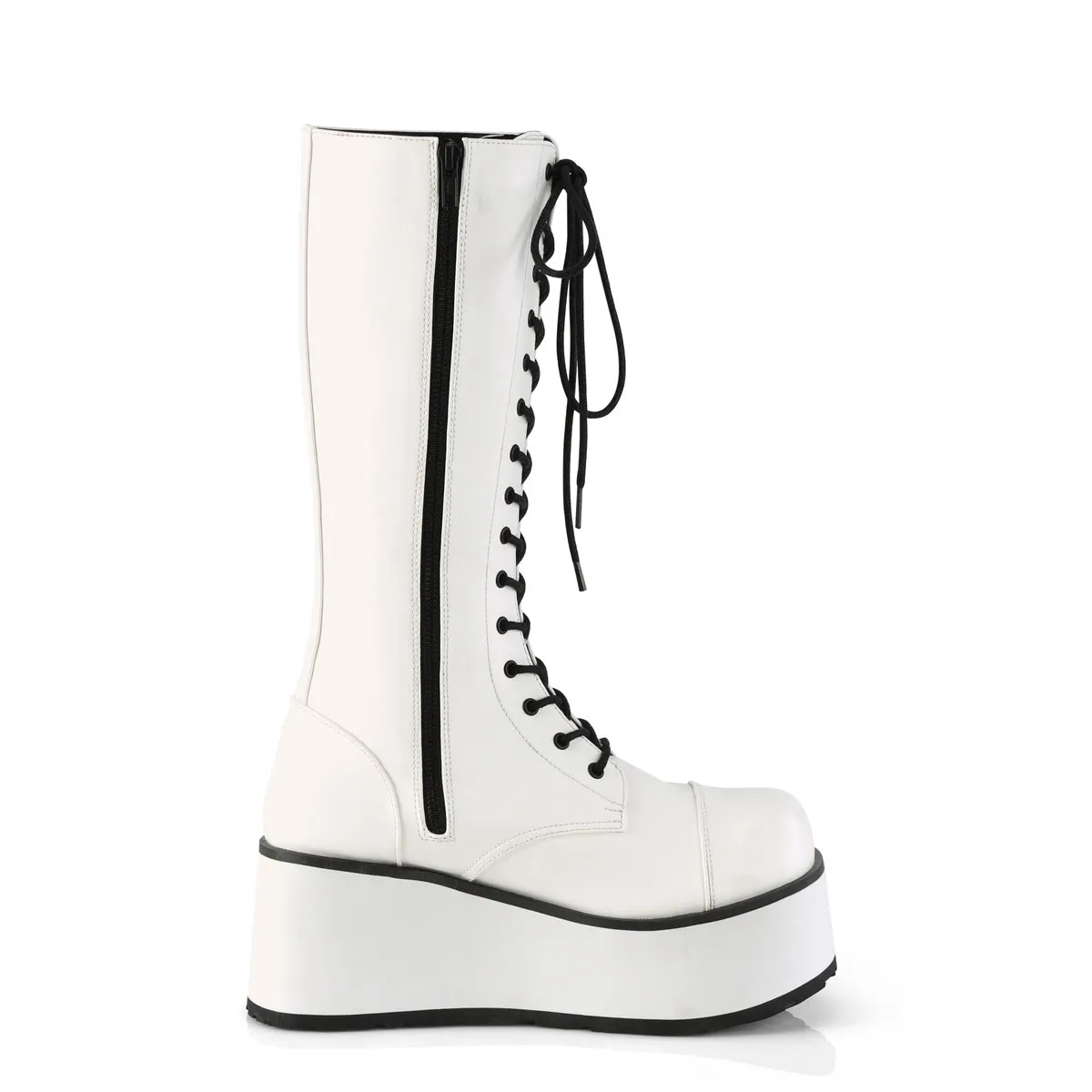 TRASHVILLE-502 DemoniaCult White Vegan Leather Sexy Unisex Platform Shoes & Boots (Alternative Footwear)