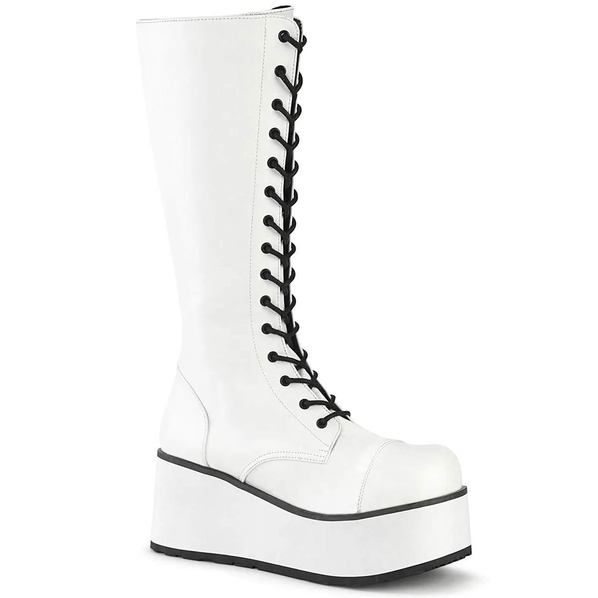 TRASHVILLE-502 DemoniaCult White Vegan Leather Sexy Unisex Platform Shoes & Boots (Alternative Footwear)