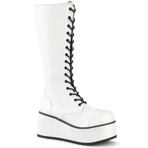 TRASHVILLE-502 DemoniaCult White Vegan Leather Sexy Unisex Platform Shoes & Boots (Alternative Footwear)
