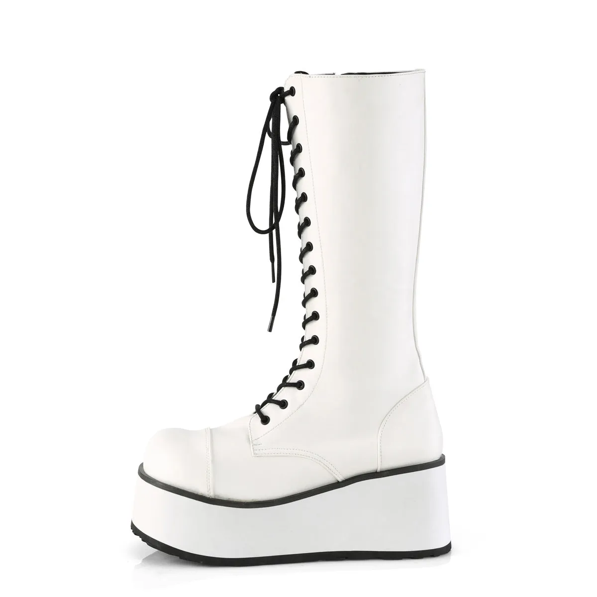 TRASHVILLE-502 DemoniaCult White Vegan Leather Sexy Unisex Platform Shoes & Boots (Alternative Footwear)