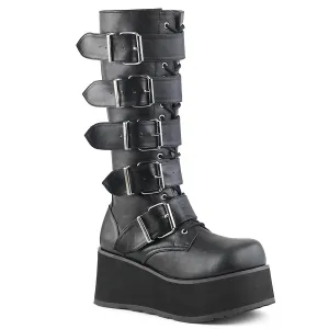 TRASHVILLE-518 DemoniaCult Black Vegan Leather Sexy Unisex Platform Shoes & Boots (Alternative Footwear)