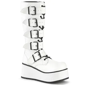 TRASHVILLE-518 DemoniaCult White Vegan Leather Sexy Unisex Platform Shoes & Boots (Alternative Footwear)