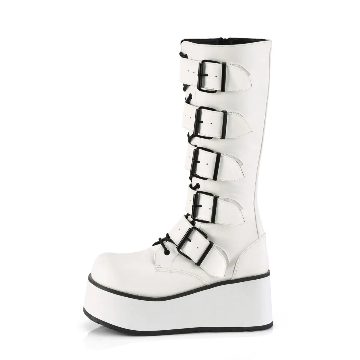 TRASHVILLE-518 DemoniaCult White Vegan Leather Sexy Unisex Platform Shoes & Boots (Alternative Footwear)