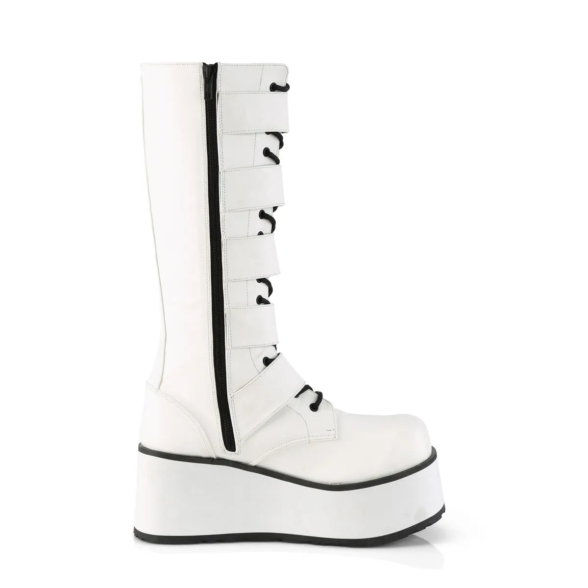 TRASHVILLE-518 DemoniaCult White Vegan Leather Sexy Unisex Platform Shoes & Boots (Alternative Footwear)