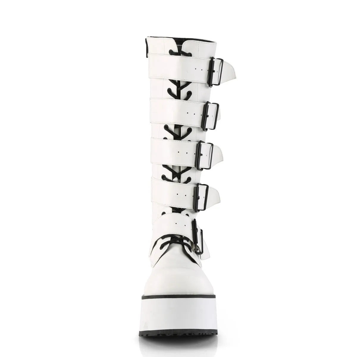 TRASHVILLE-518 DemoniaCult White Vegan Leather Sexy Unisex Platform Shoes & Boots (Alternative Footwear)