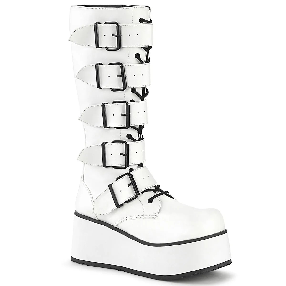 TRASHVILLE-518 DemoniaCult White Vegan Leather Sexy Unisex Platform Shoes & Boots (Alternative Footwear)