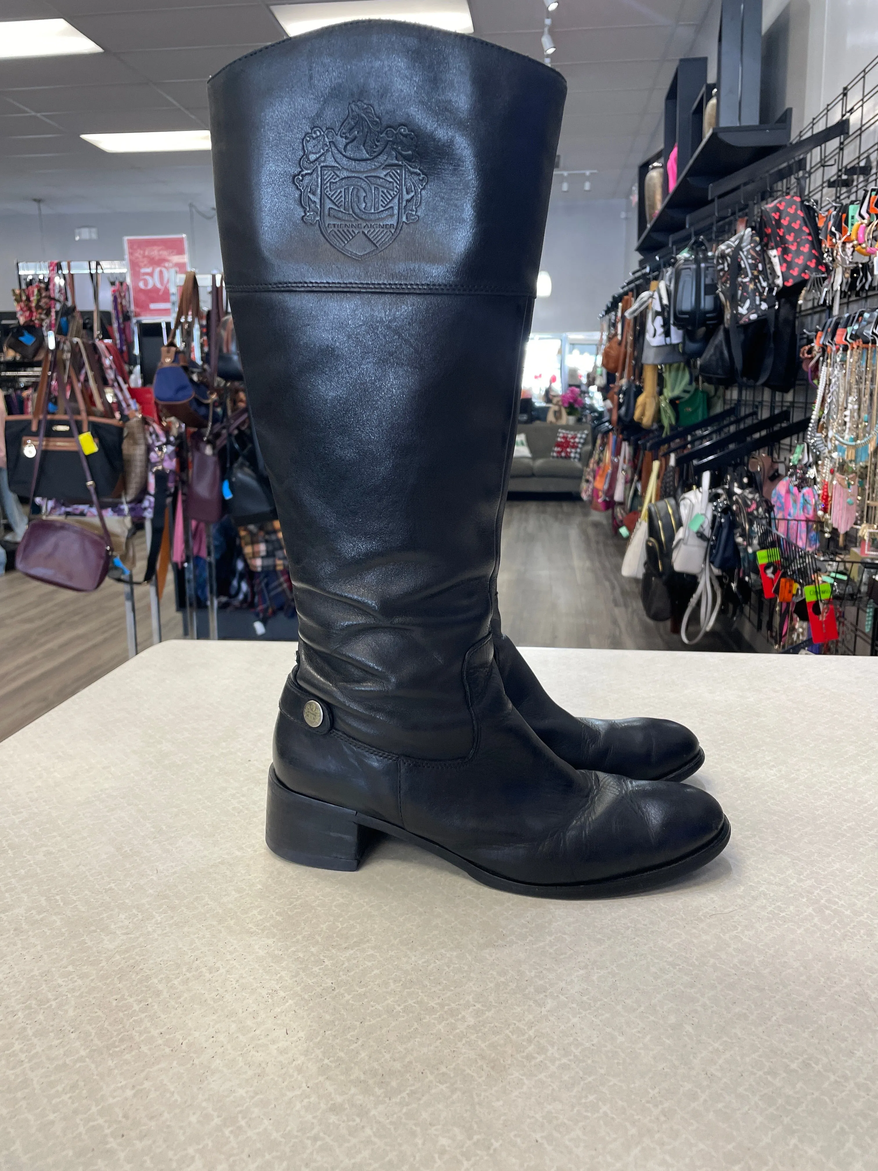 Low Maintenance Boots Knee Heels By Etienne Aigner In Black, Size: 9.5