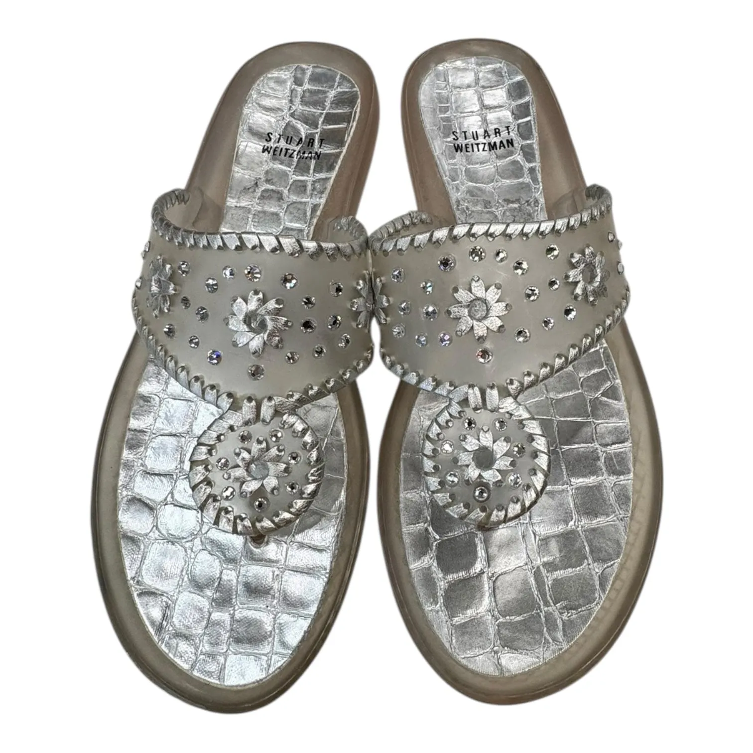 Sandals Designer By Stuart Weitzman In Silver, Size:9 Dance Fit Island Vibe