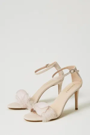 Twinset Leather Sandals With Feathers
