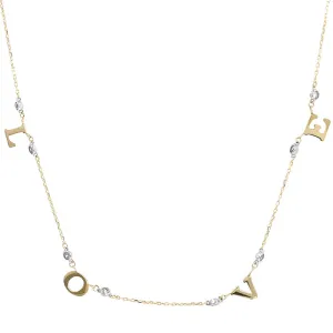 Two Tone White Stone 'Love' Necklace