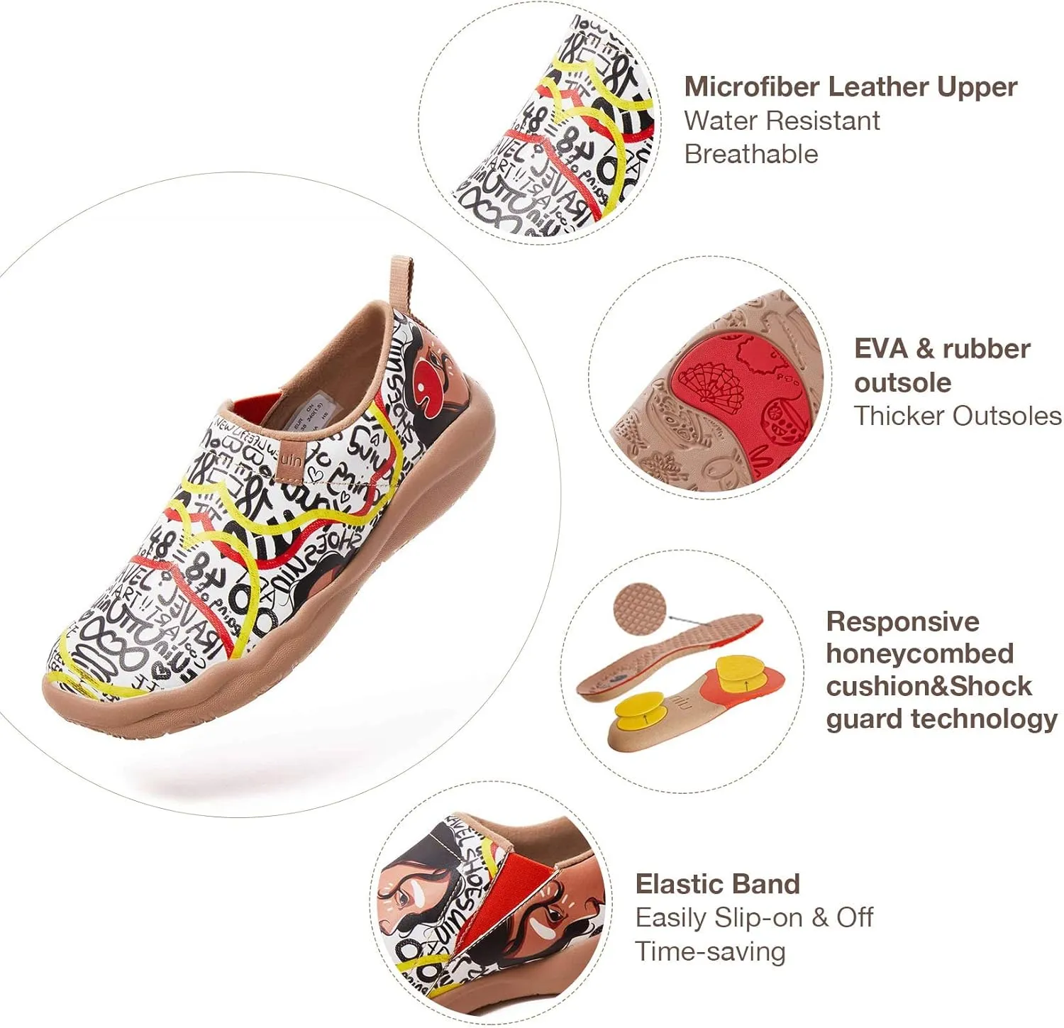 UIN Women's Walking Travel Shoes Slip On Microfiber Casual Loafers Lightweight Comfort Fashion Sneaker