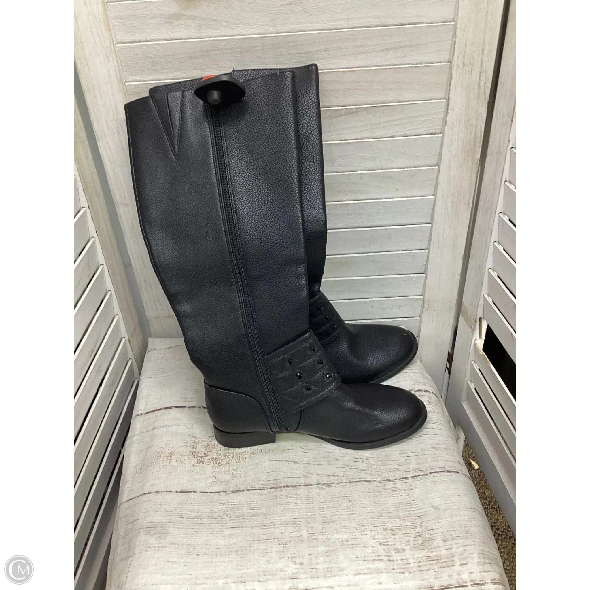 Crisp Edge Boots Knee Flats By Simply Vera In Black, Size: 6