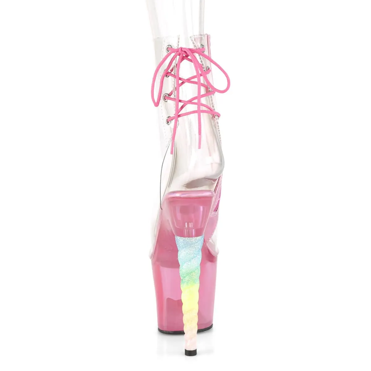 UNICORN-1018C Clear & Pink Calf High Peep Toe Boots
