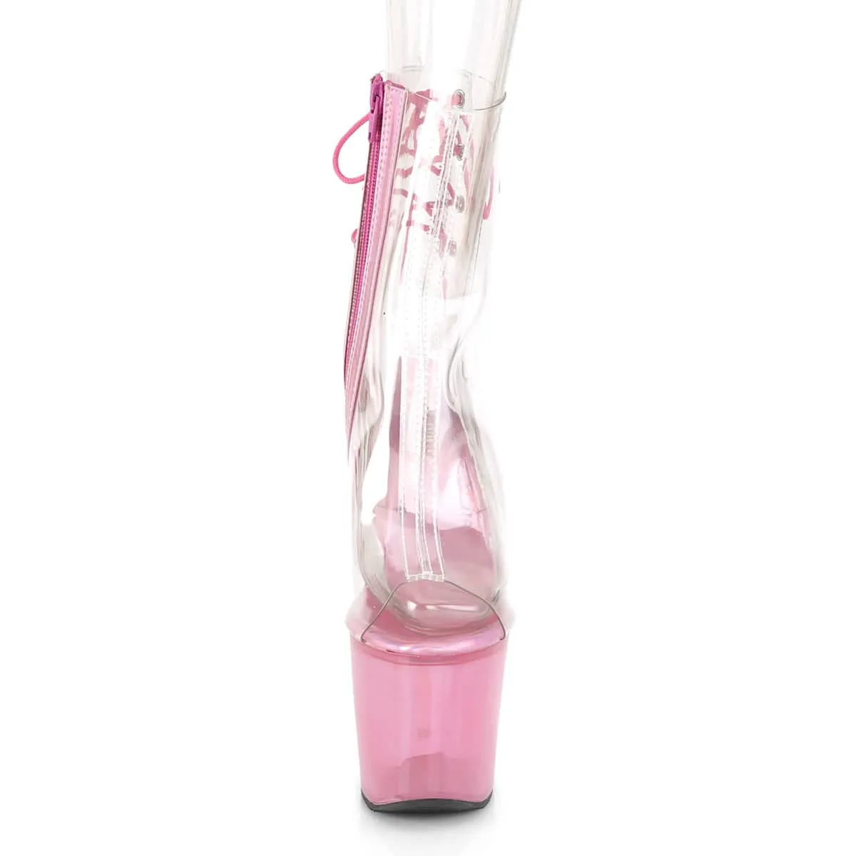 UNICORN-1018C Clear & Pink Calf High Peep Toe Boots