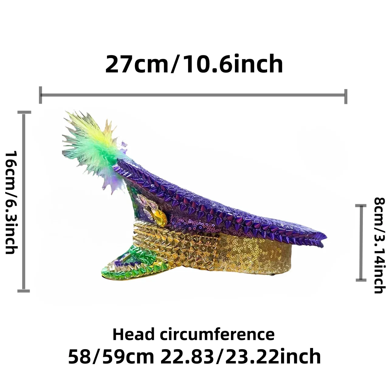 Unisex Mardi Gras Rhinestone Hat
