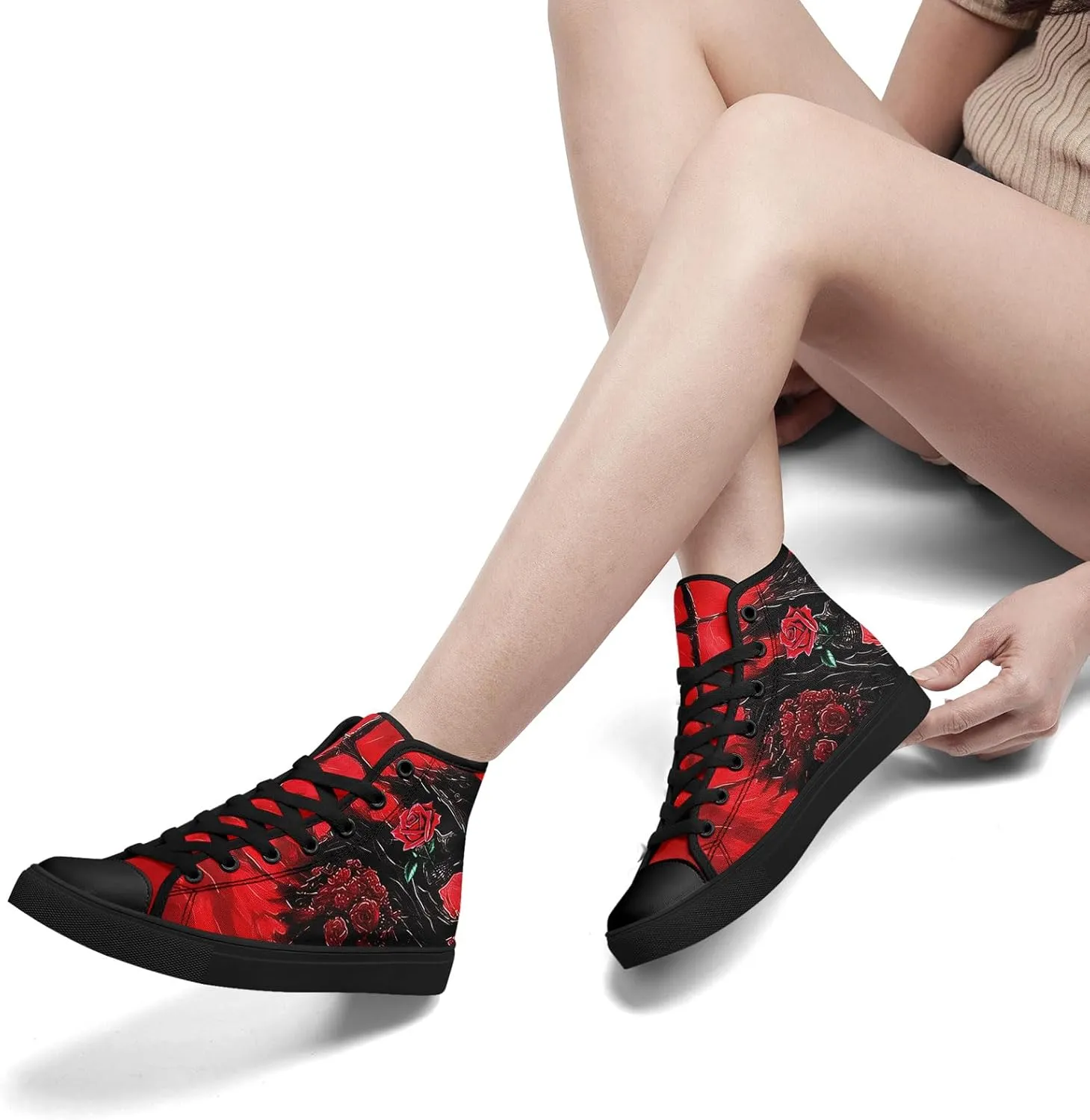 Unisex Skull Shoes High Tops Canvas Sneaker Classic Lace Up Fashion Shoes Casual Flat Walking Shoes
