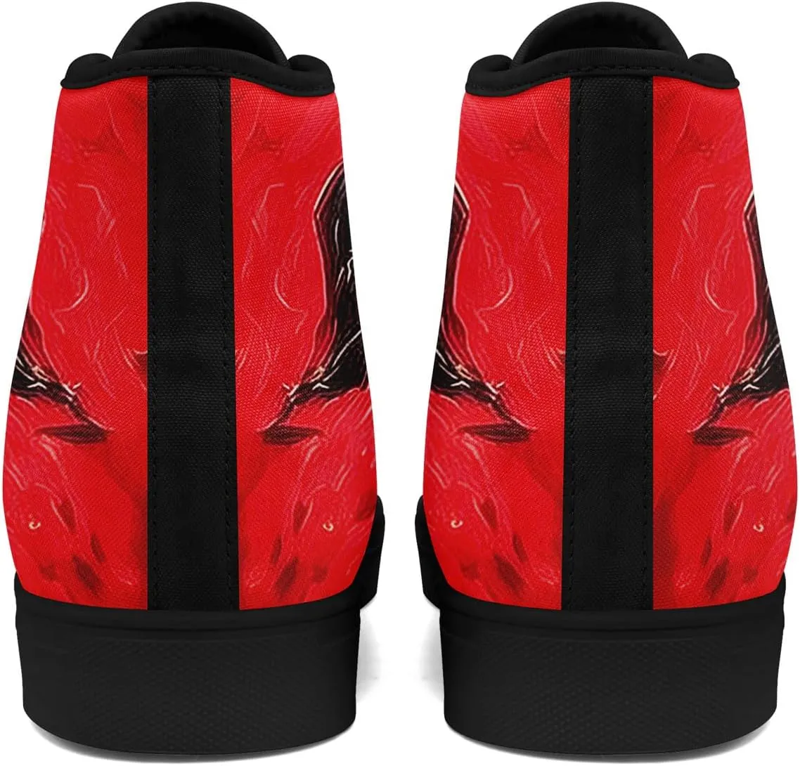 Unisex Skull Shoes High Tops Canvas Sneaker Classic Lace Up Fashion Shoes Casual Flat Walking Shoes