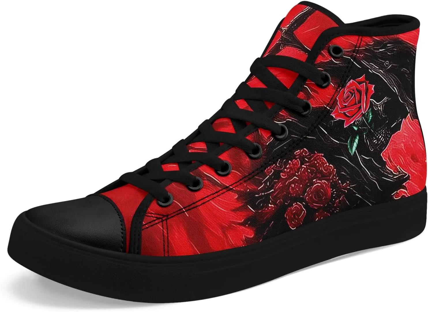Unisex Skull Shoes High Tops Canvas Sneaker Classic Lace Up Fashion Shoes Casual Flat Walking Shoes