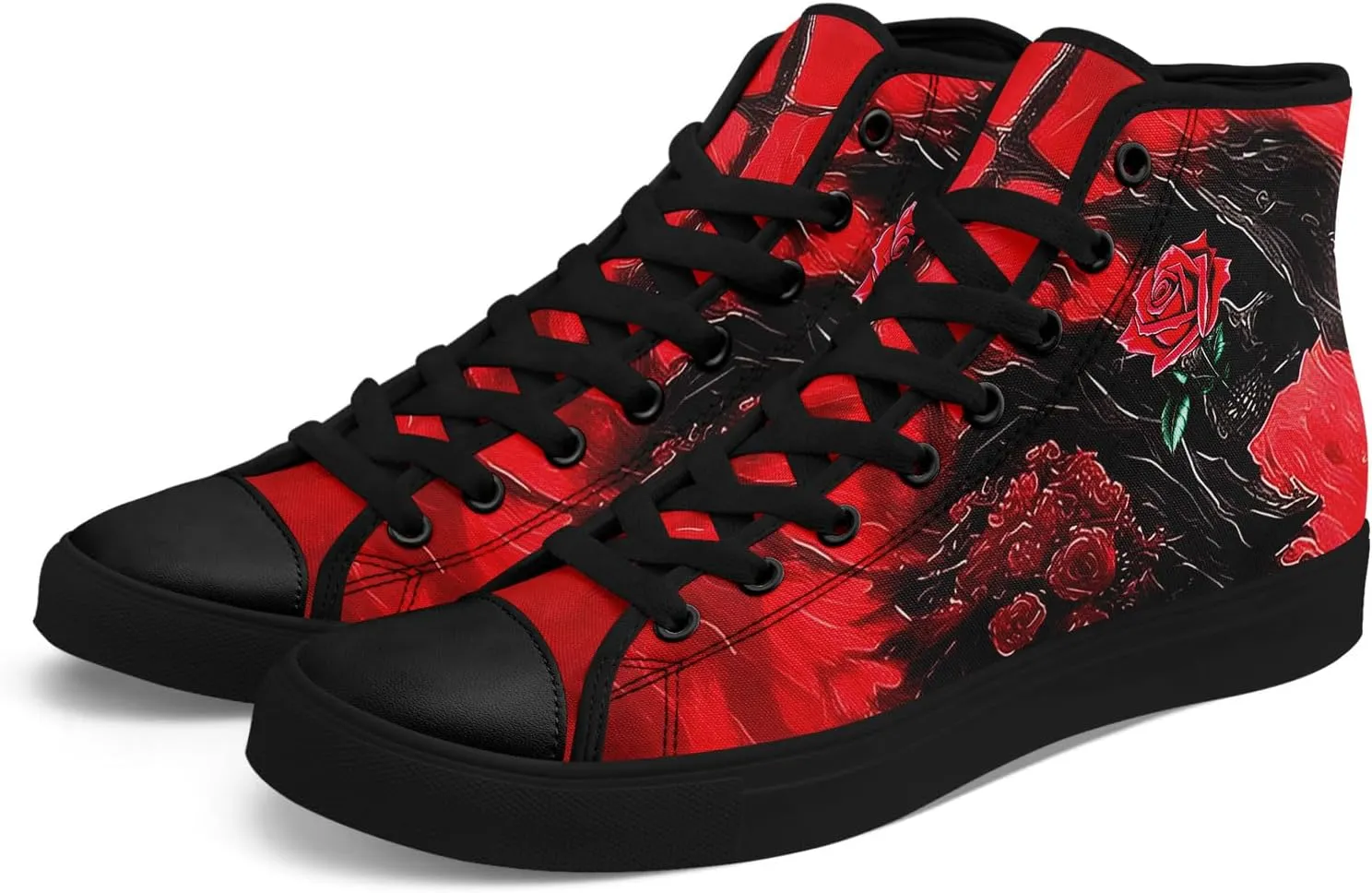 Unisex Skull Shoes High Tops Canvas Sneaker Classic Lace Up Fashion Shoes Casual Flat Walking Shoes