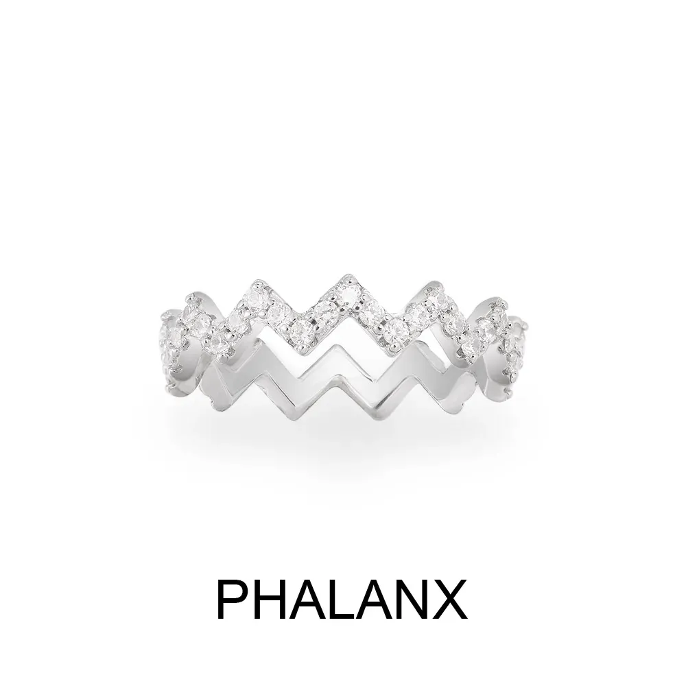Up And Down Phalanx Ring - White Silver