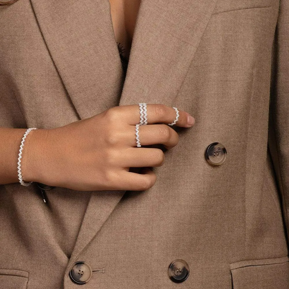 Up And Down Phalanx Ring - White Silver
