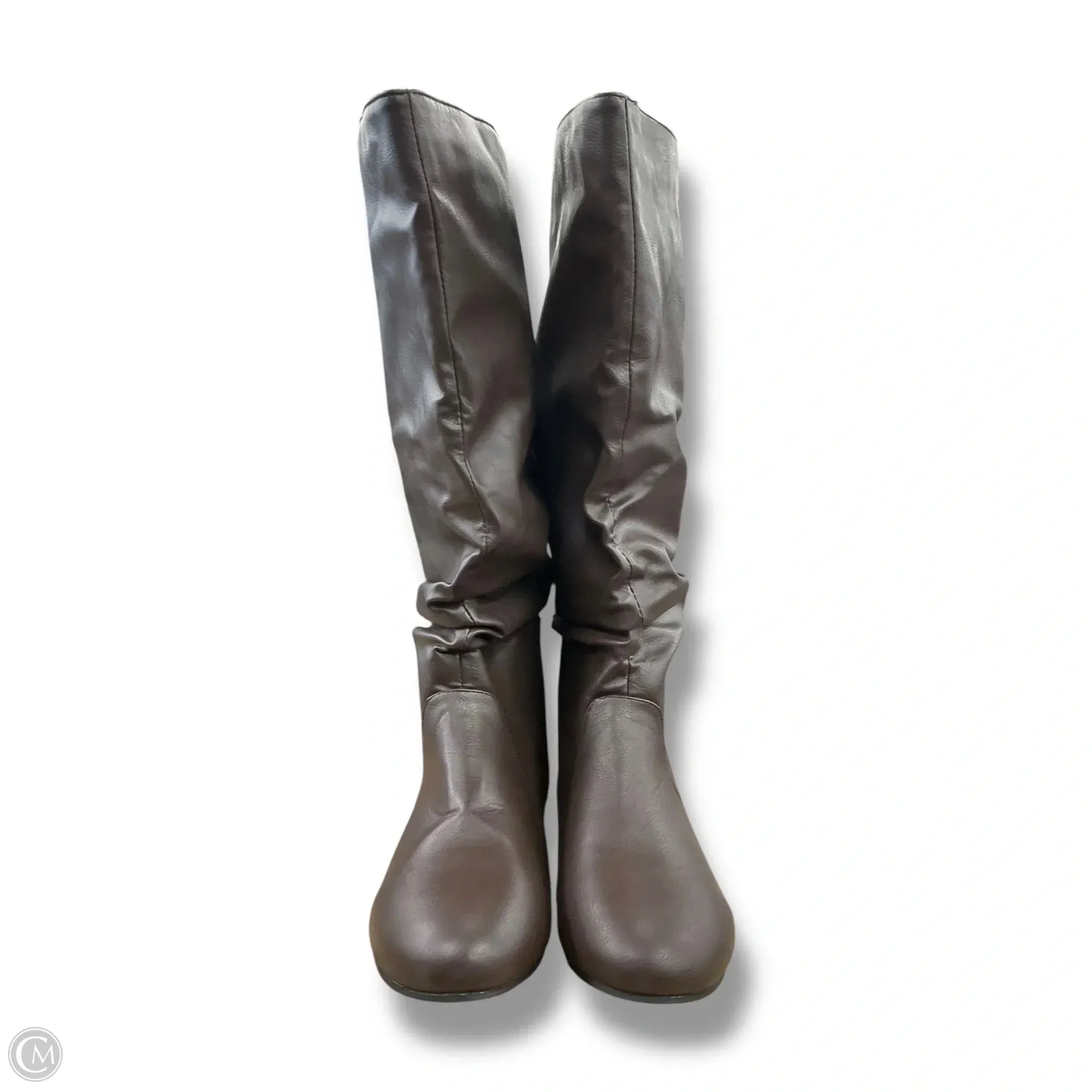 Fashion Statement Boots Knee Heels By Clothes Mentor In Brown, Size: 11