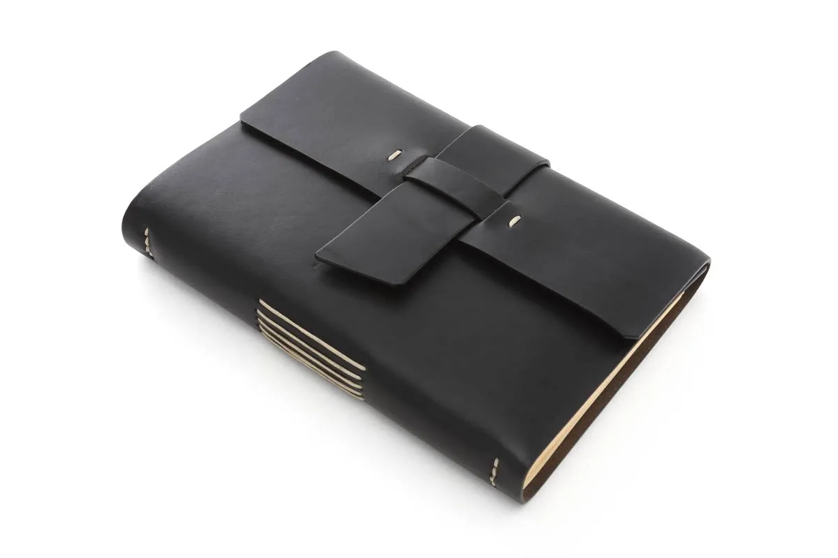 Vachetta Italian Leather Handmade Snap-Close Journal - Onyx