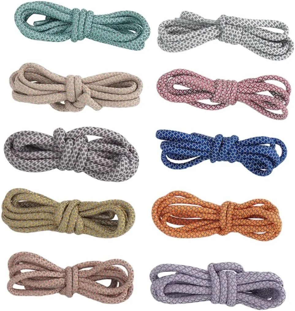 VALICLUD 140cm Round Braided Reflective Shoelaces 10 Pairs for Sneakers Sports Shoes Night Running Safety Random Color